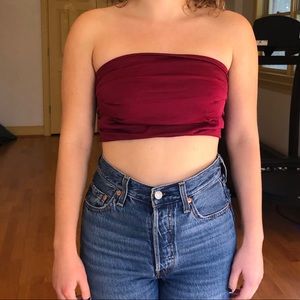 Free People Fuchsia Satin Bandeau Top